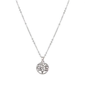 Bejeweled Silver Tone Tree of Life  Necklace